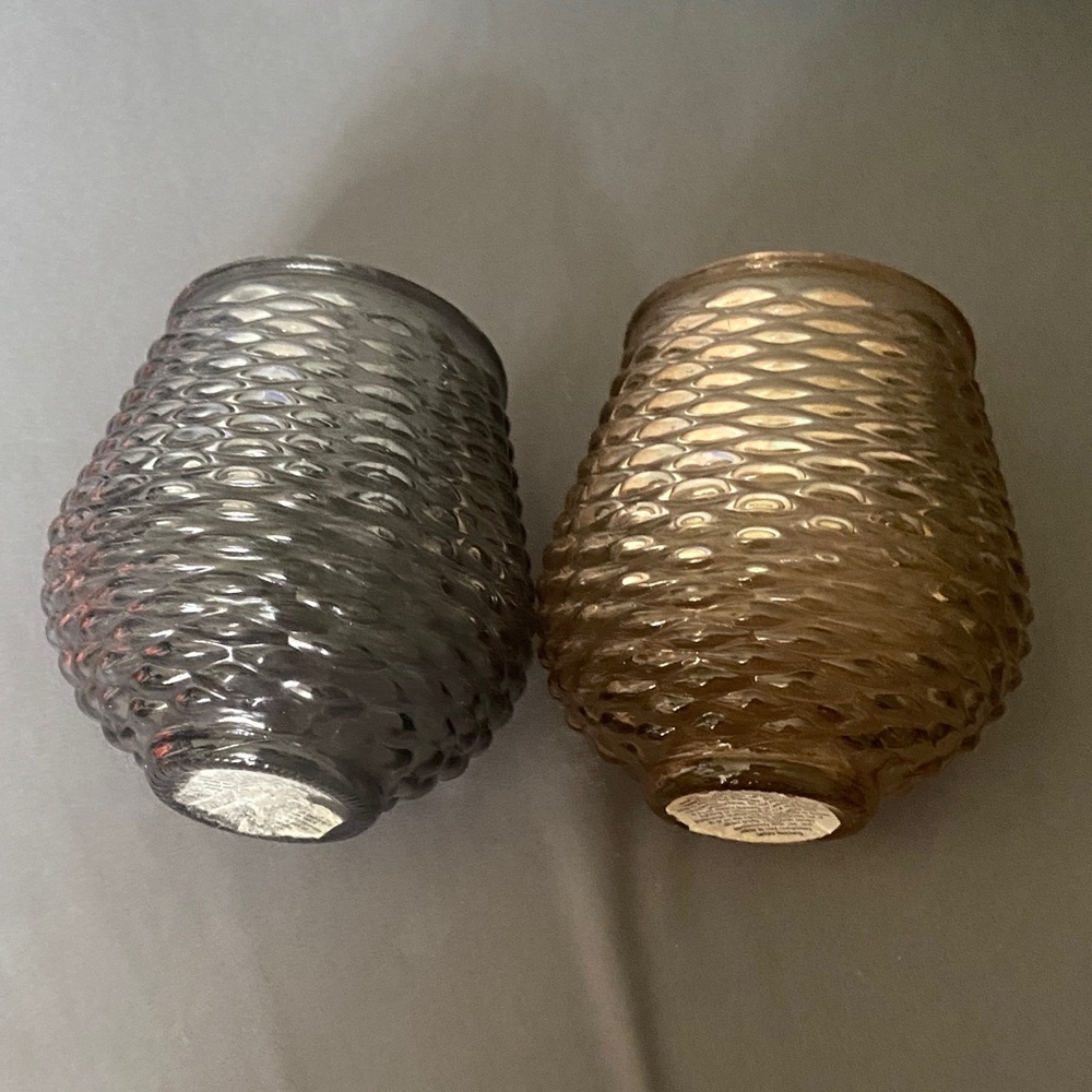 Textured Glass Votive Holders - Gray and Amber